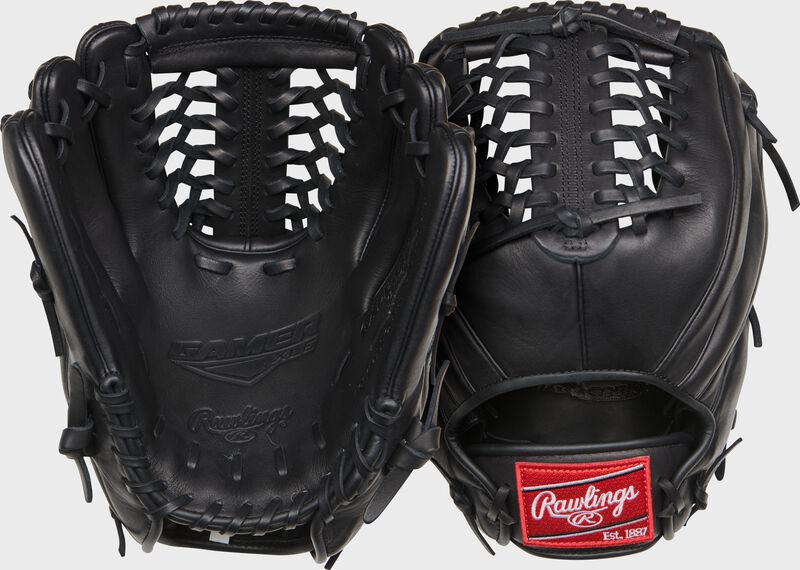 Two images showing the palm & back of a black Gamer XLE 12" Ambidextrous glove