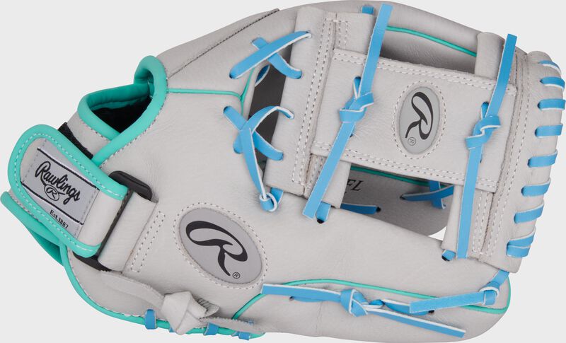 Thumb of a gray Rawlings Sure Catch Francisco Lindor glove with a gray I-web loading=