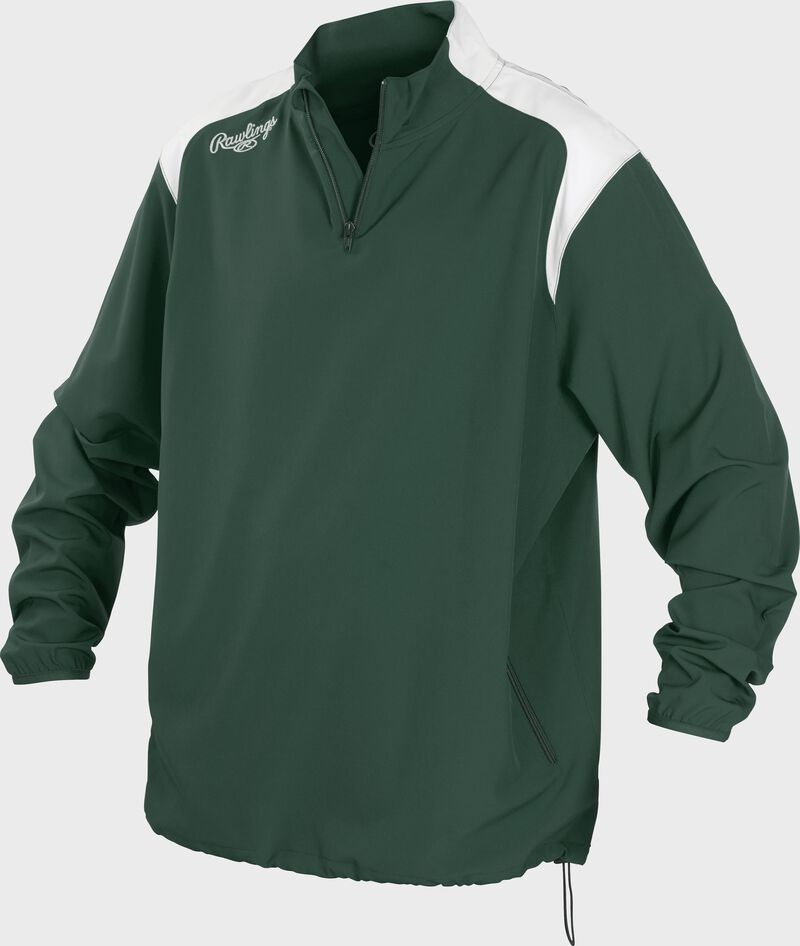 Front of Rawlings Dark Green Adult Long Sleeve Quarter-Zip Jacket - SKU #FORCEJ-B-88 loading=