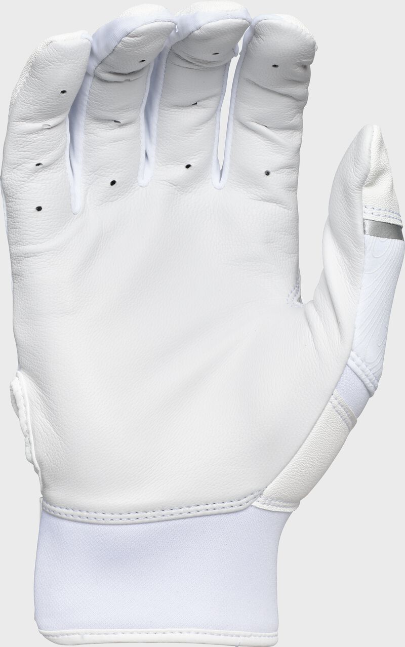 Back of a white Clout batting glove