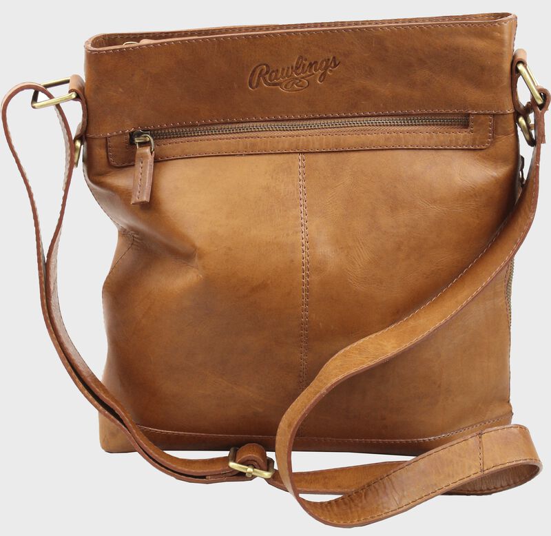 Front view of Tan Women's Cross Body Baseball Stitch Bag | SKU: RS10042-TAN